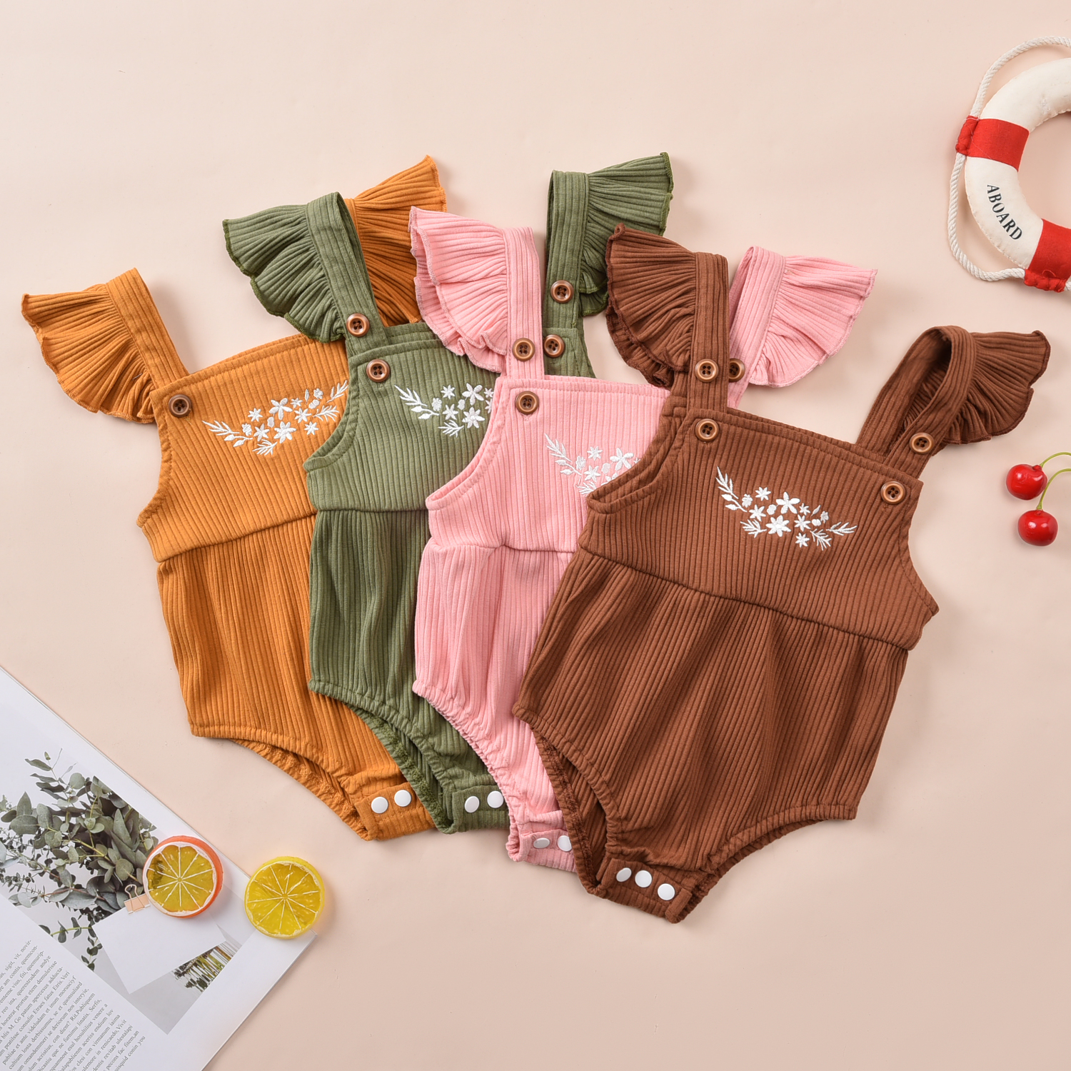

Baby Girl casual Ruffled Embroidered Jumpsuits
