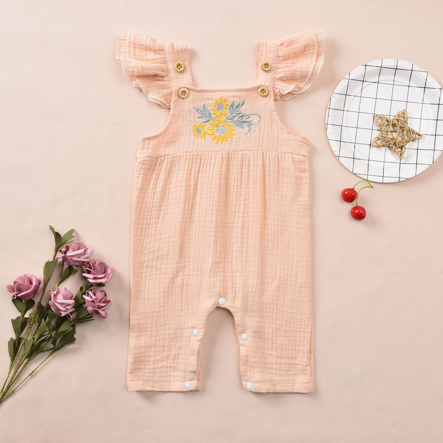 

Baby Girl Retro Floral Jumpsuits
