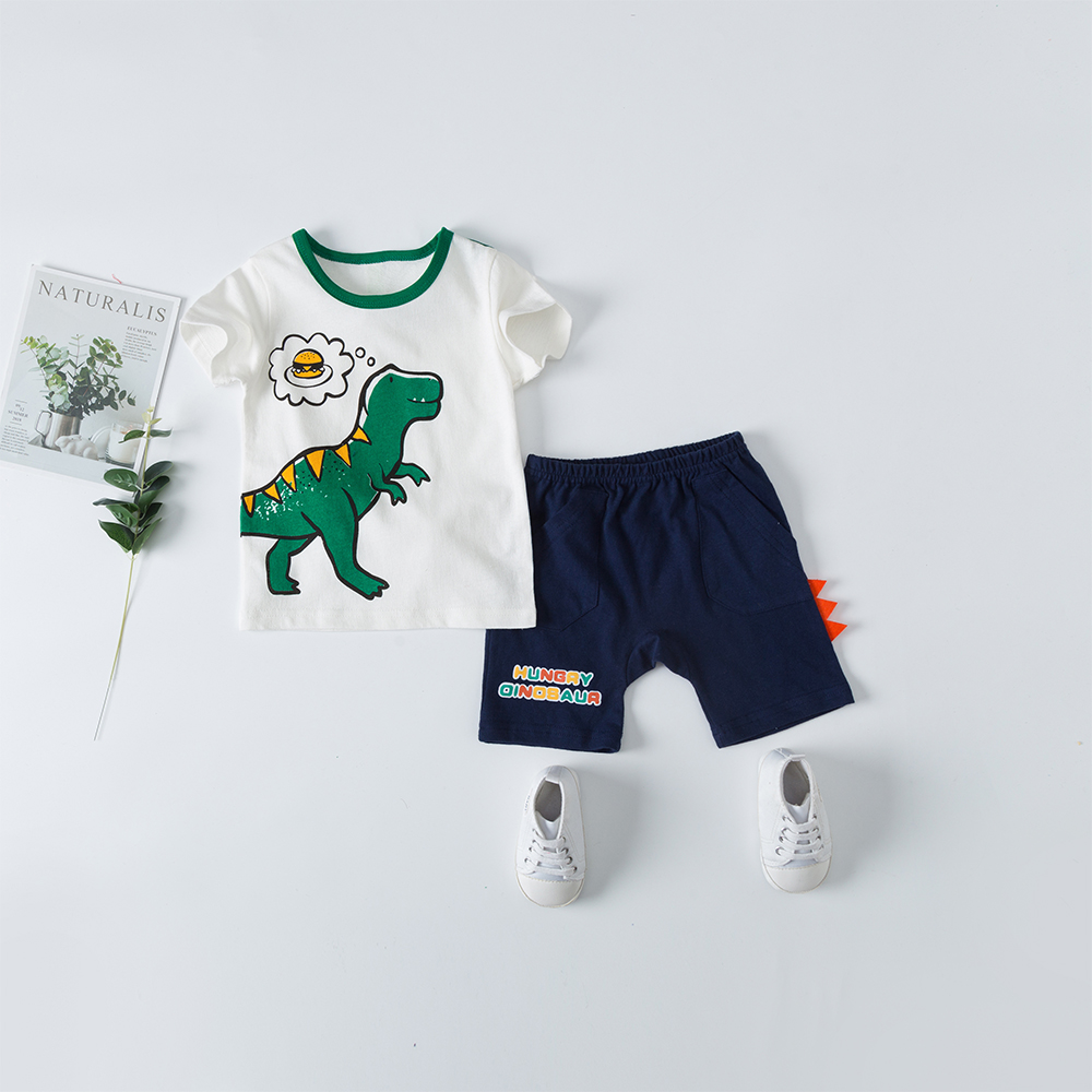 

Baby / Toddler Cartoon Dino Print Tee and Shorts Set