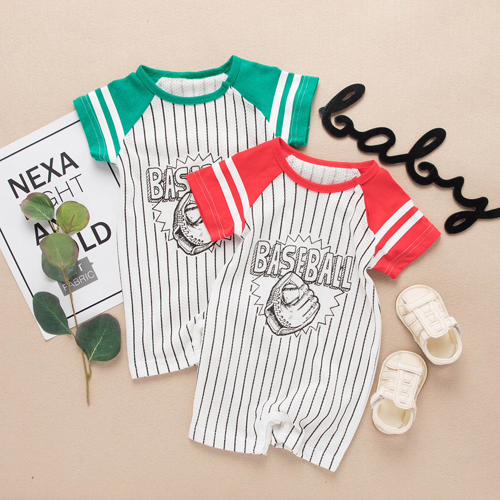 

Baby Baseball Style Striped Jumpsuit
