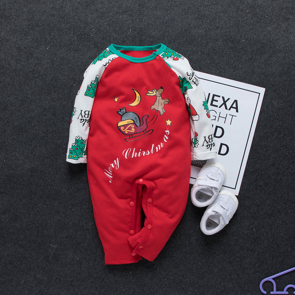 

Baby Christmas Style Reindeer Print Long-sleeve Jumpsuit