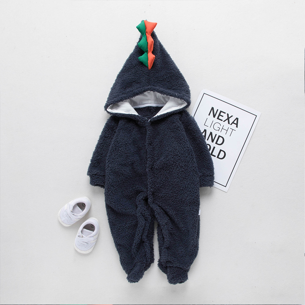 

Baby Boy Velet Style Solid Hooded Long-sleeve Jumpsuit