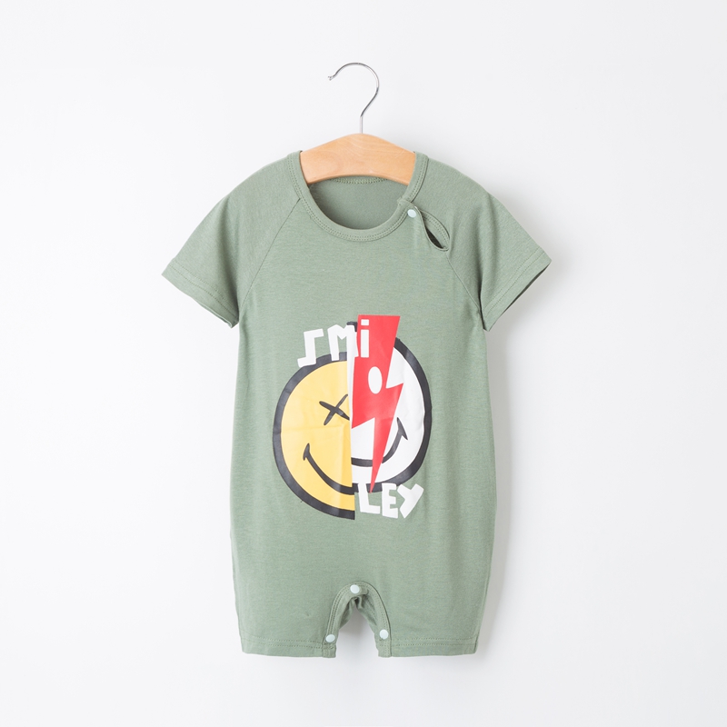 

100% Cotton Light Green Short-sleeve Baby Jumpsuit