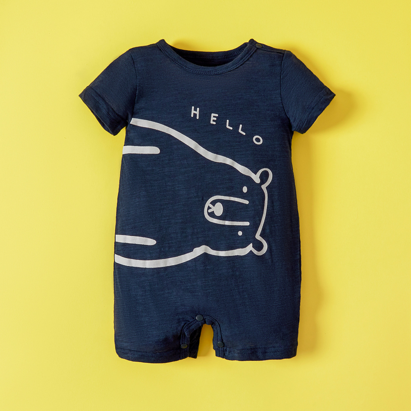 

100% Cotton Letter and Bear Print Short-sleeve Baby Romper