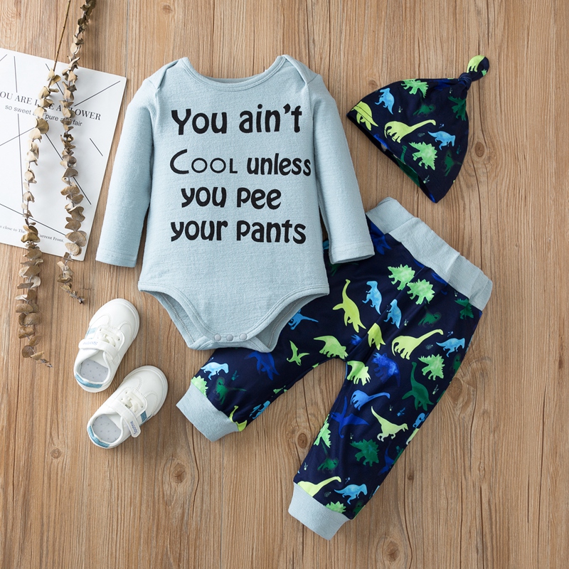 

3pcs Baby Boy casual Animal & Dinosaur Baby's Sets Long Sleeve Romper Infant Clothing Outfits