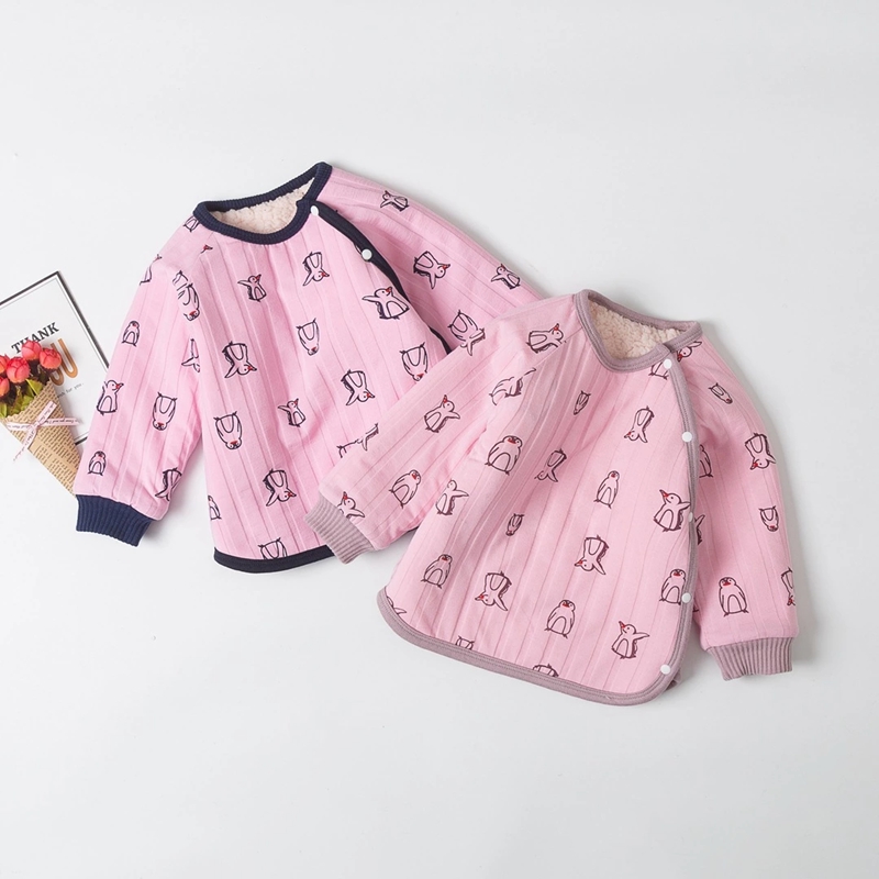

100% Cotton Animal Penguin Print Long-sleeve Baby Jacket