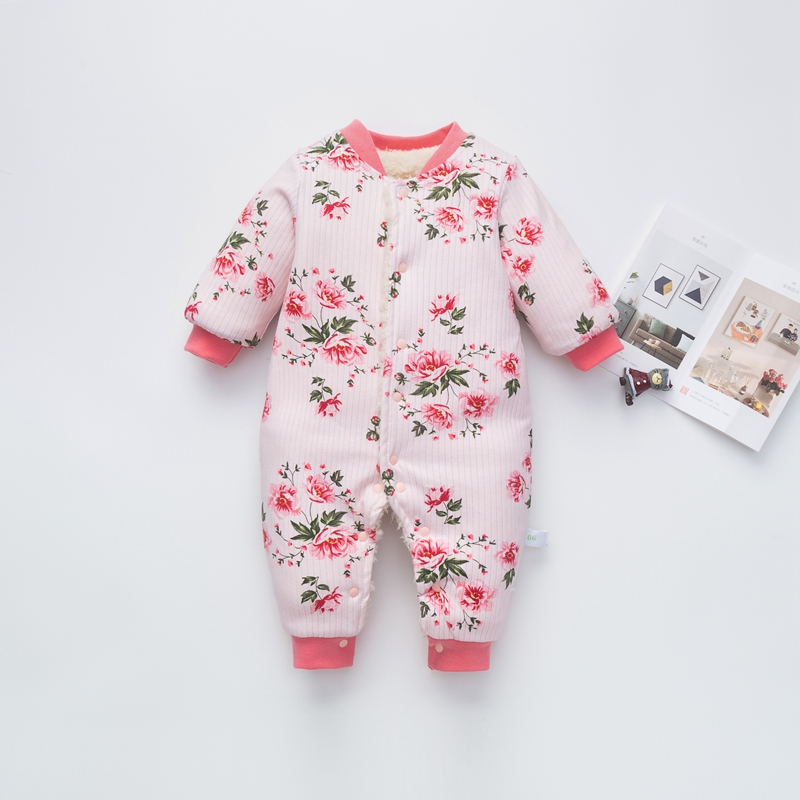 

Floral Print Flannel Long-sleeve Baby Jumpsuit