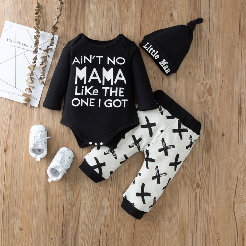 

2pcs Baby Boy Long-sleeve Cotton Romper Street style Letter Baby's Sets (NOTE: Thin Material)