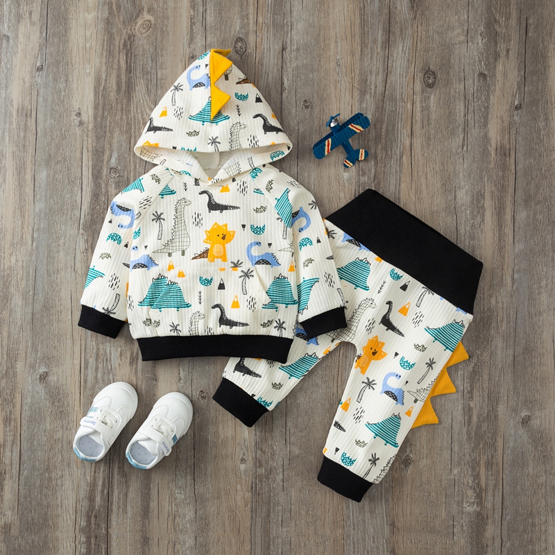 

2pcs Baby Boy casual Animal & Dinosaur Baby's Sets Hooded Fashion Long Sleeve Infant Clothing Outfits