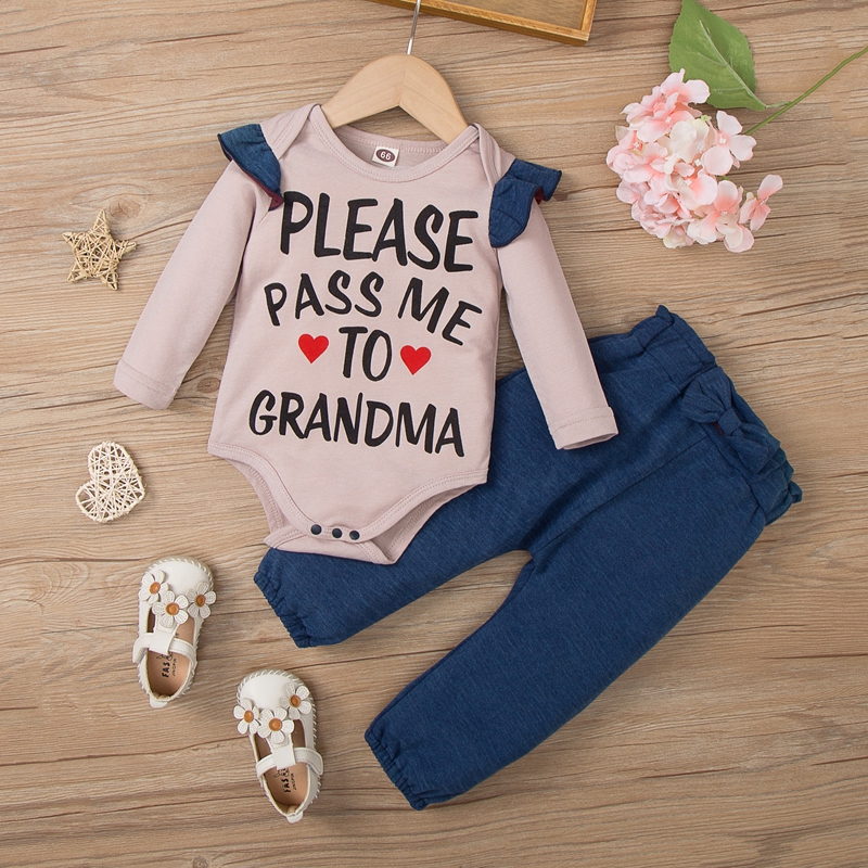 

100% Cotton 2pcs Letter Print Long-sleeve Baby Set