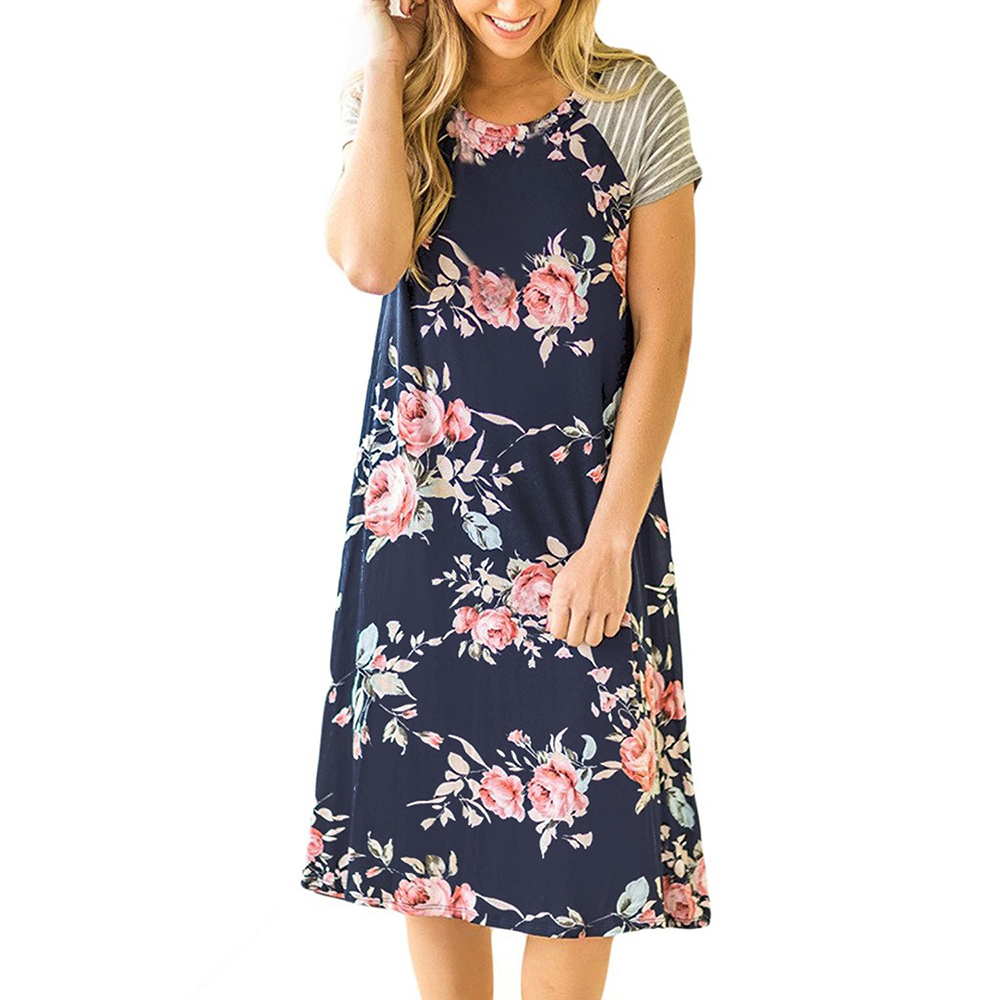 

Sassy Striped Flower Print Summer Dress