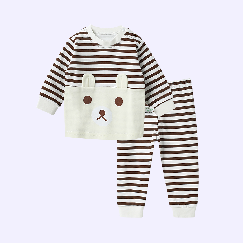 

Baby / Toddler Bear Design Striped Top and Pants Pajamas Set