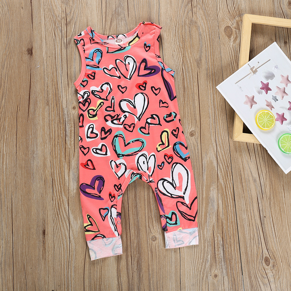 

Baby Girls Love Print Overalls Jumpsuit