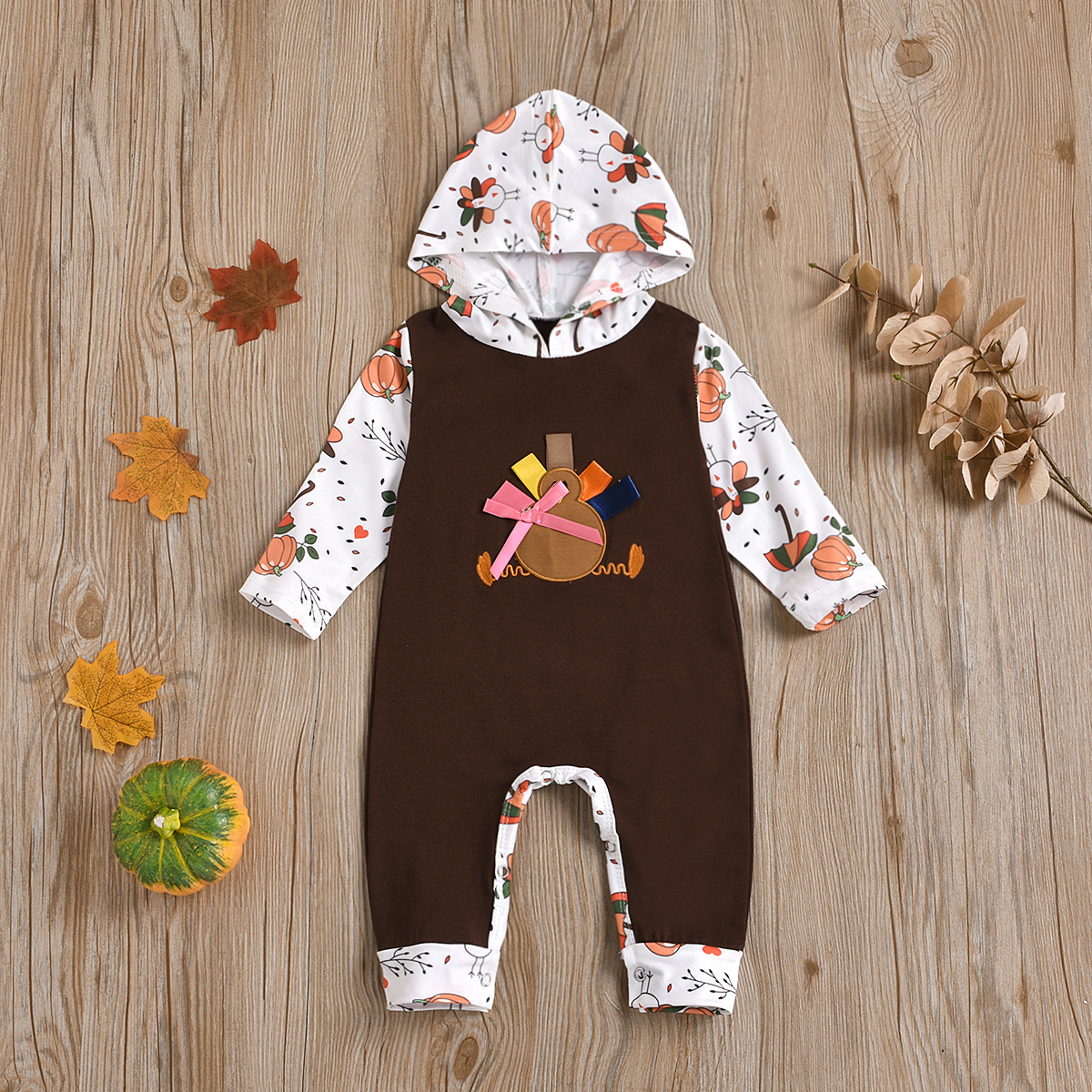 

Baby Thanksgiving Turkey Hooded Jumpsuit