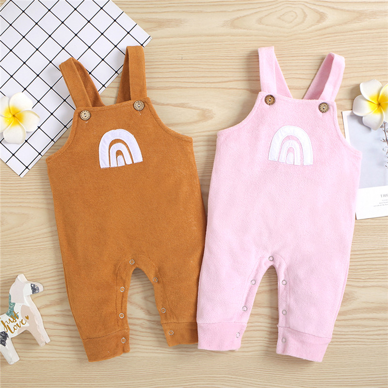 

Rainbow Print Sleeveless Baby Overalls Jumpsuit