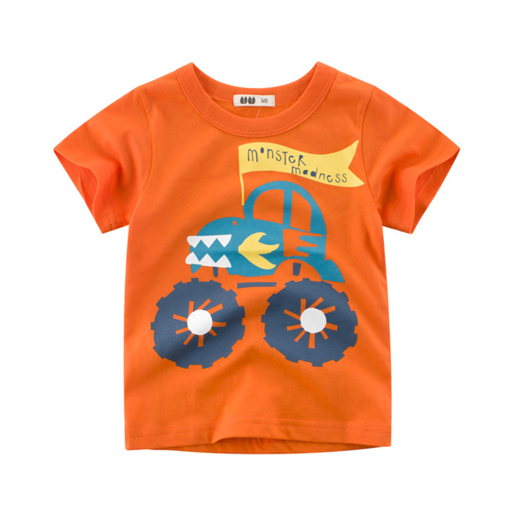 

Stylish Printed Car Tee Top in Orange