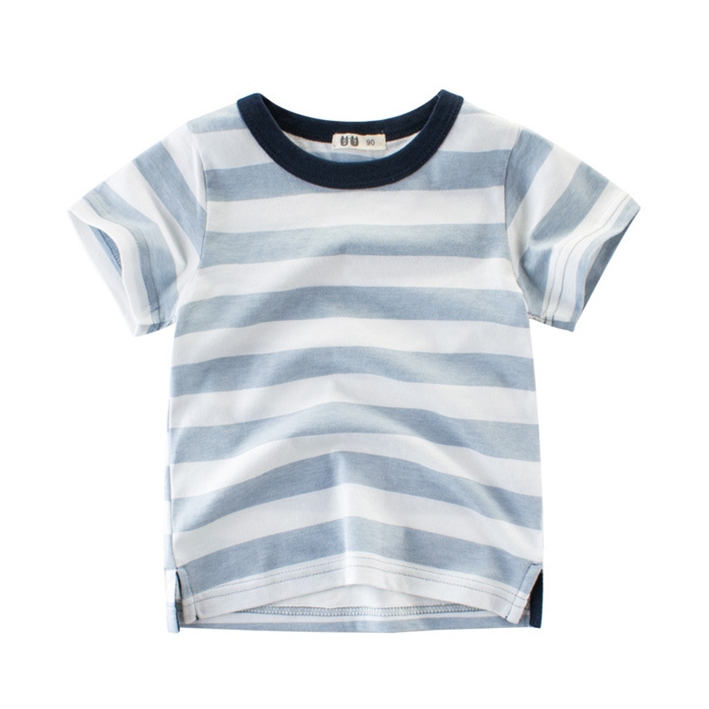 

Casual Striped Slit Short-sleeve Tee Top