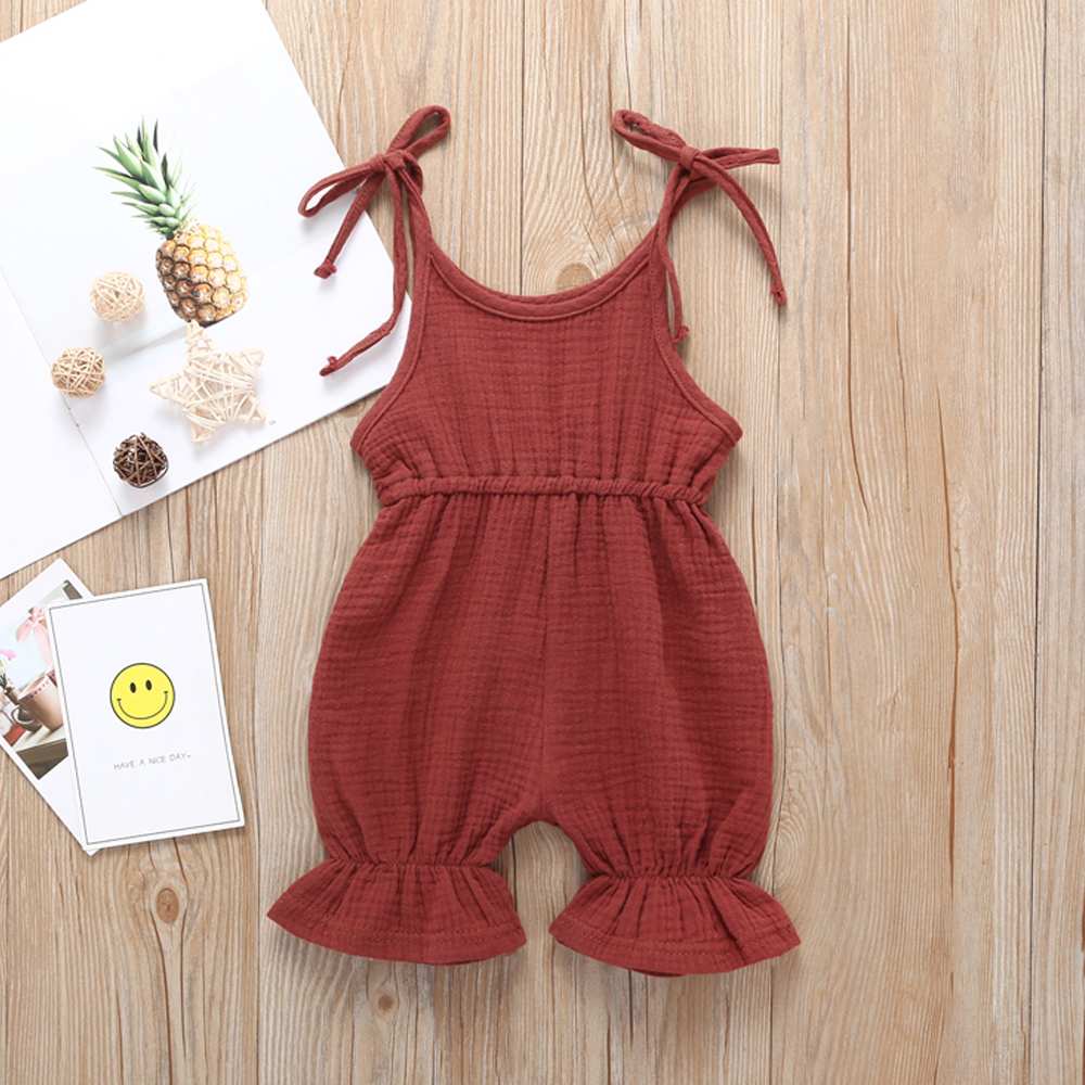 

Baby Ruffle-sleeve Solid Romper