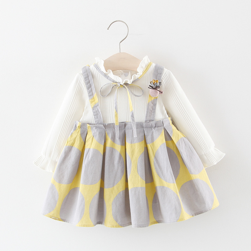 

Baby Girl Faux-two Style Long-sleeve Dress