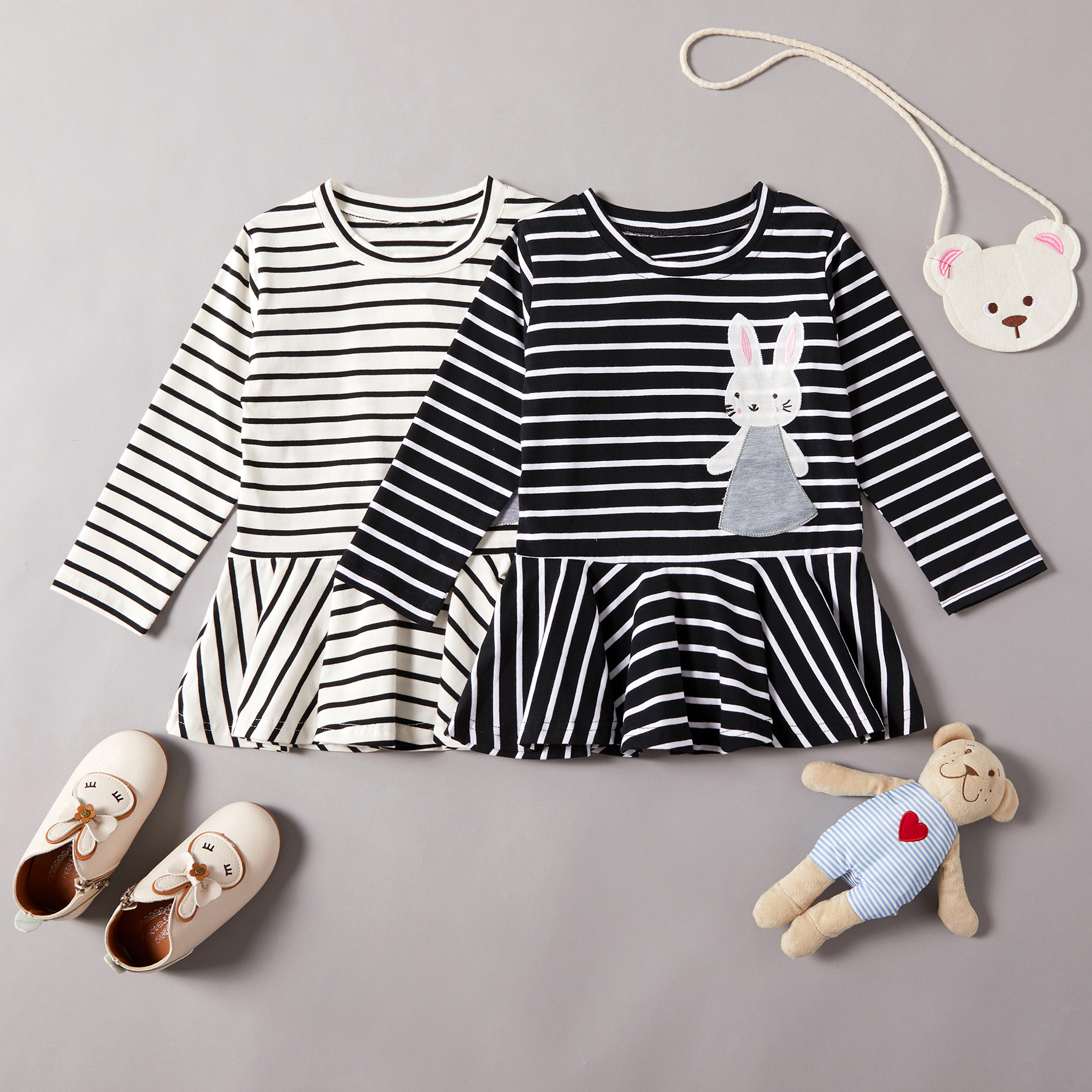 

Baby / Toddler Stripe Style Rabbit Applique Long-sleeve Dress
