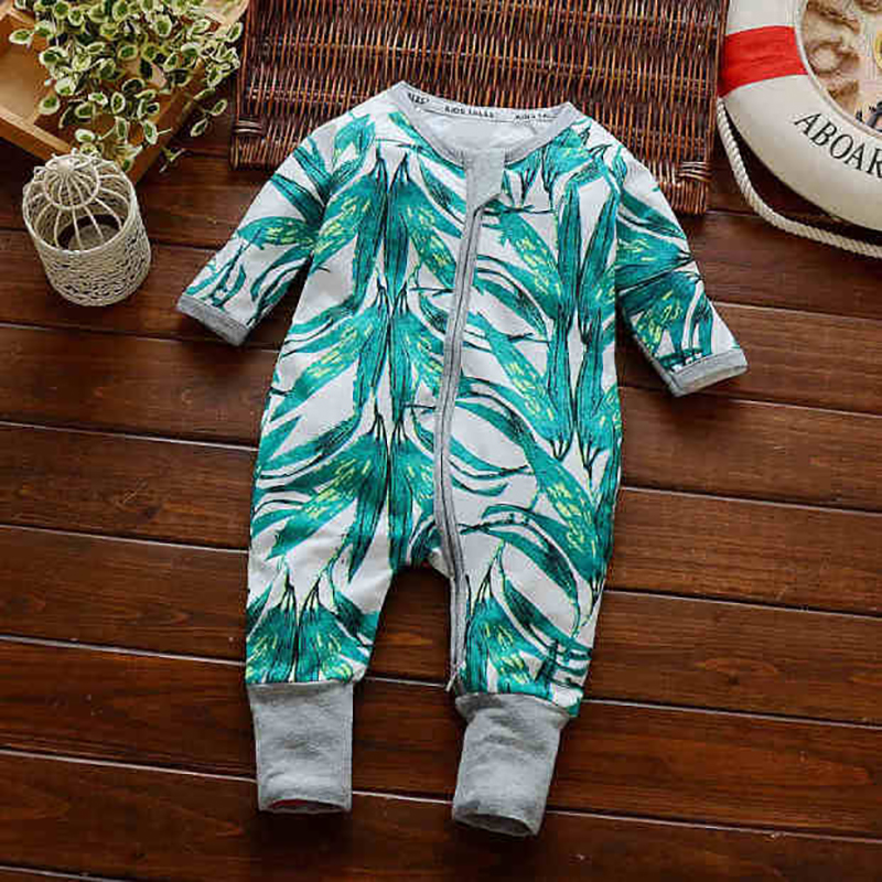 

Baby Leaf Allover Long-sleeve Jumpsuit