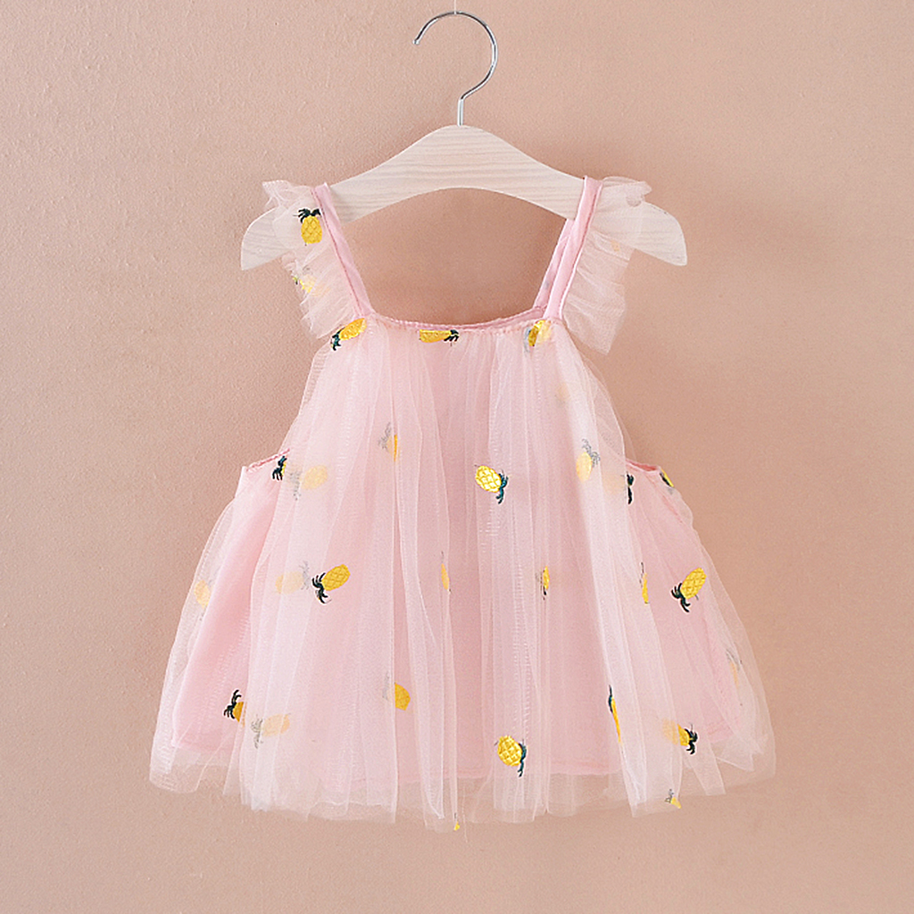 

Pineapple Embroidered Strap Tulle Dress