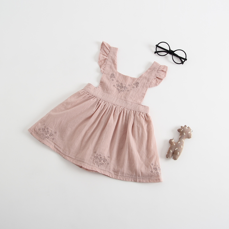 

2019 New Embroidered Backless Flutter-sleeve Baby Girls Dresses