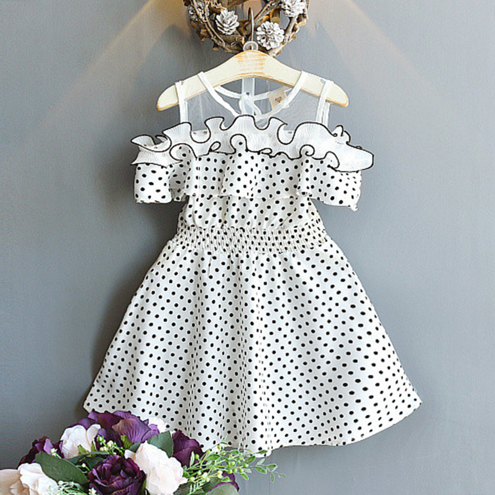 

Ruffle Open Shoulder Polka Dot Dress