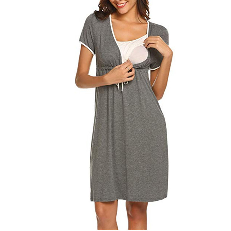 

Elegant Short-sleeve Nursing Dress