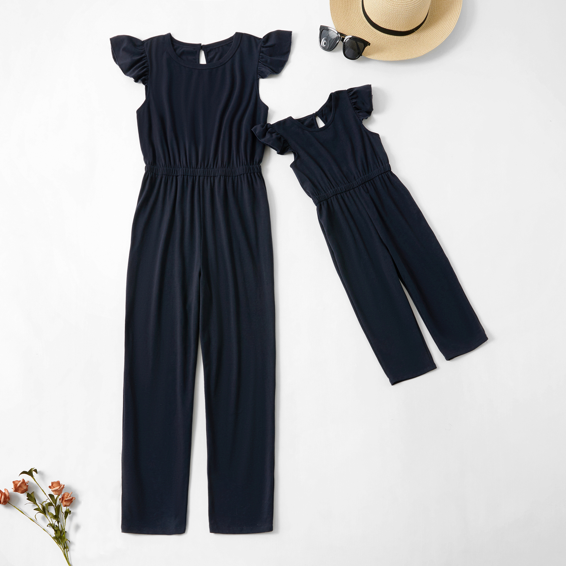 

Waist-Defined Sleeveless Matching Jumpsuits