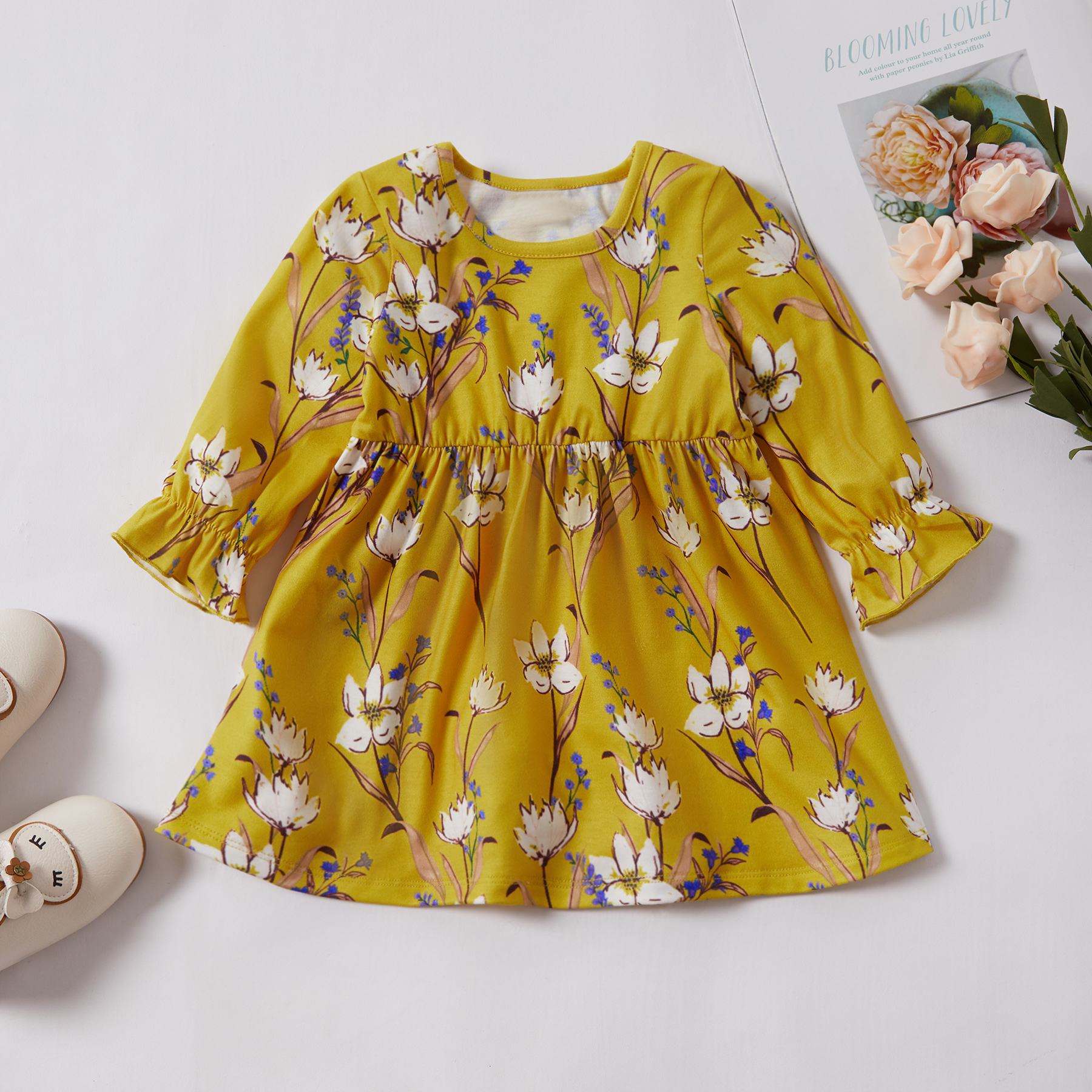 

Baby Girl Floral Allover Long-sleeve Dress