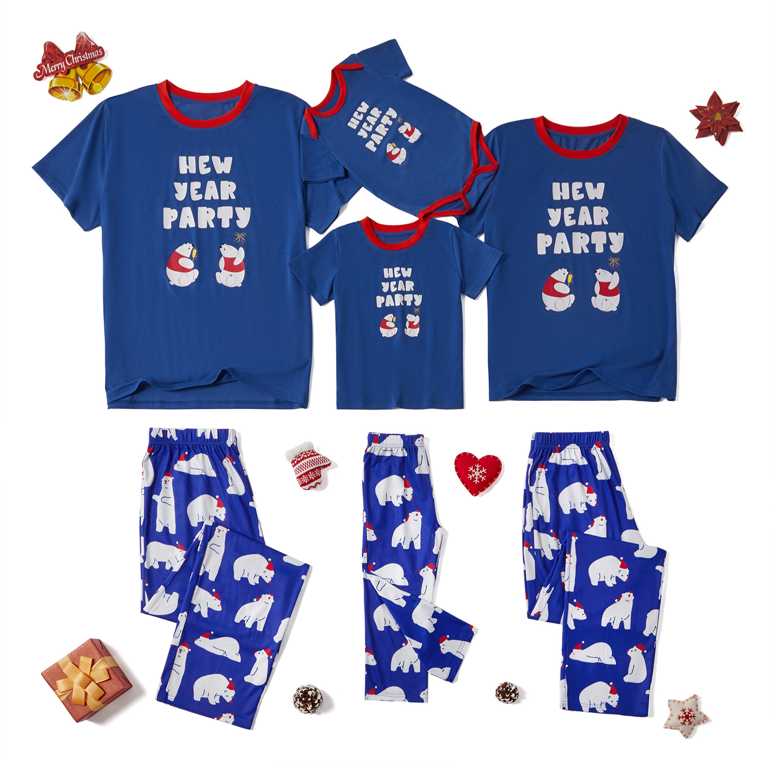 

Bear's New Year Party Christmas Short-sleeve Pajamas Sets