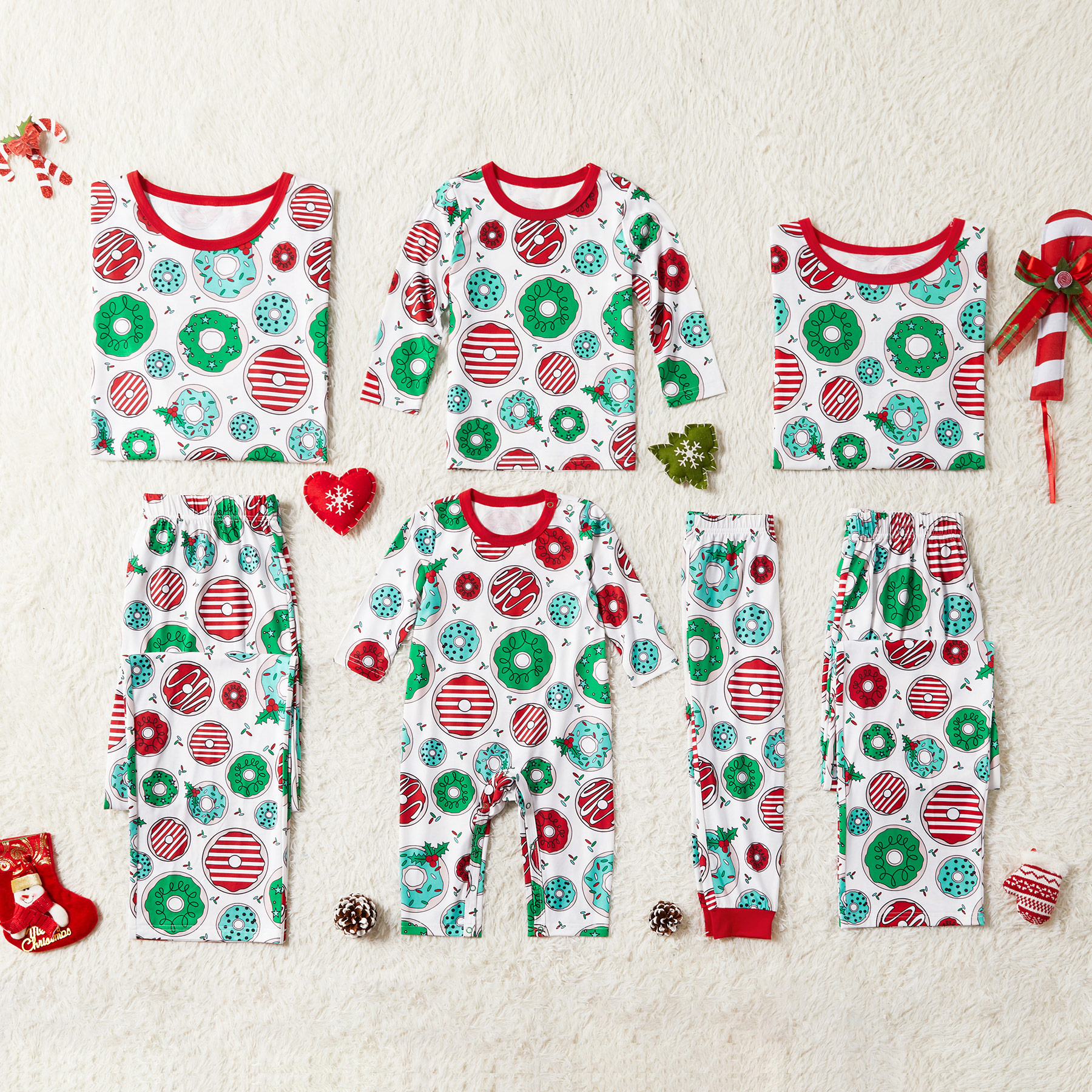 

Christmas Sweet Donut Patterned Family Matching Pajamas Set