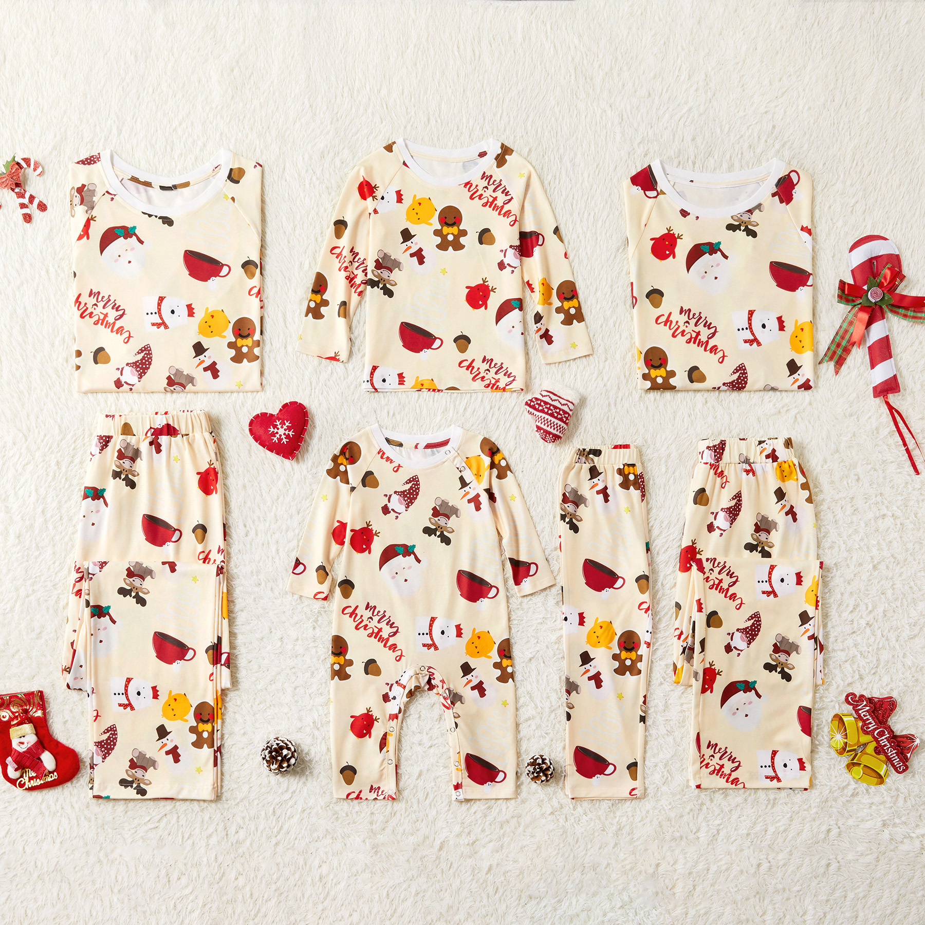 

Merry Christmas Animal Party Cartoon Print Family Matching Pajamas Set