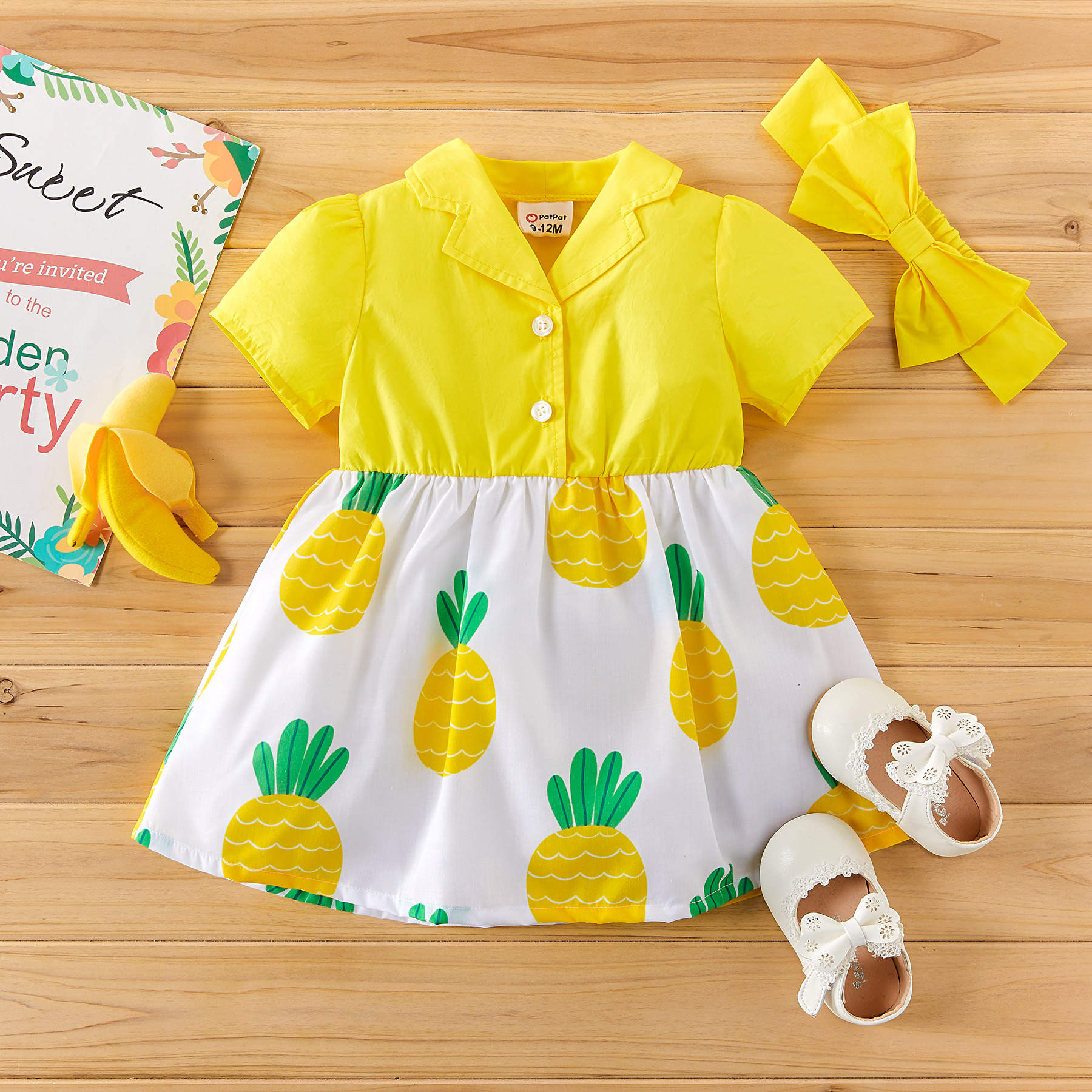 

Baby Pineapple Shirt Dresses with Headband