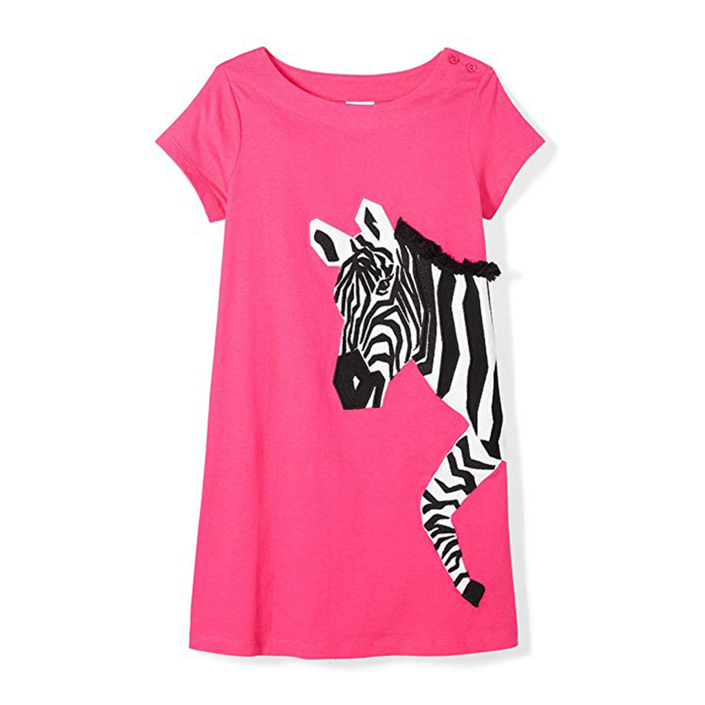 

Trendy Zebra Print Short-sleeve Dress in Pink