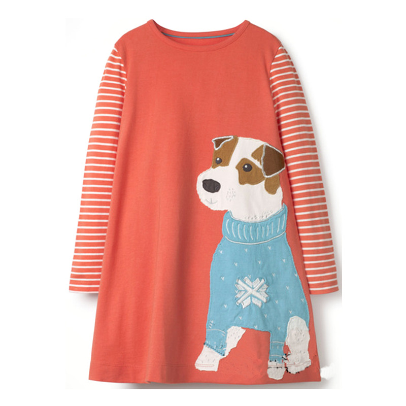 

Cute Dog Print Long-sleeve Dress