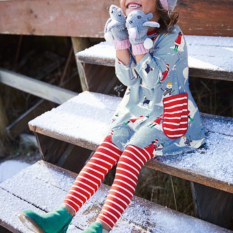 

Cute Snowman Print Long-sleeve Dress