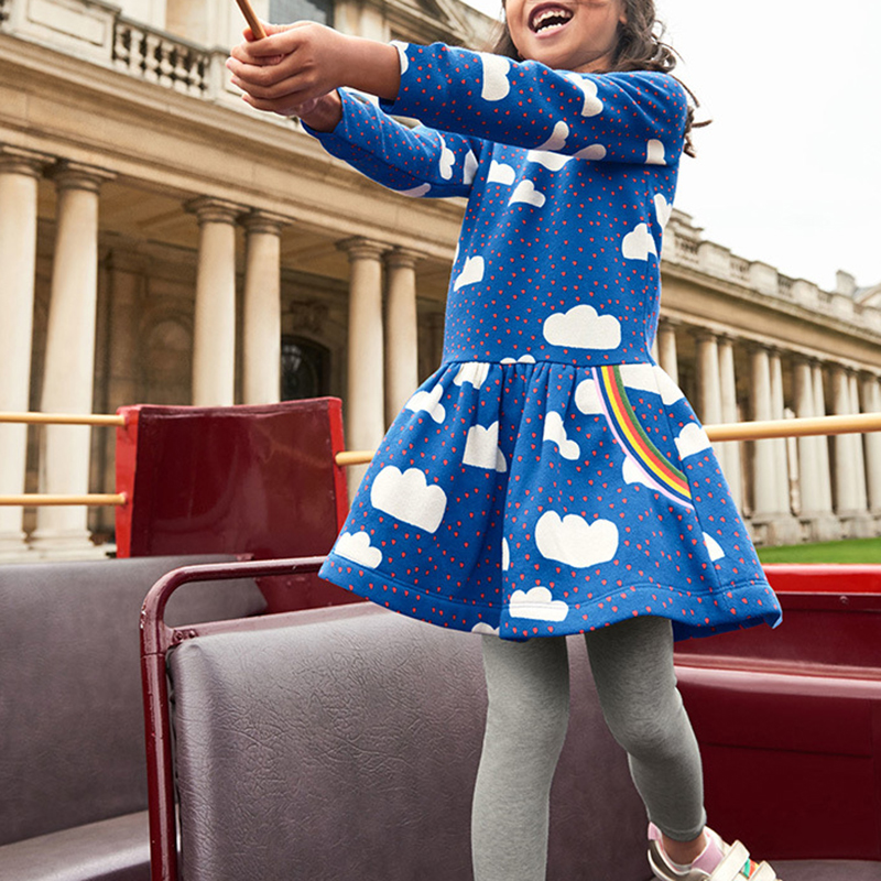 

Rainbow And Cloud Print Long-sleeve Dress