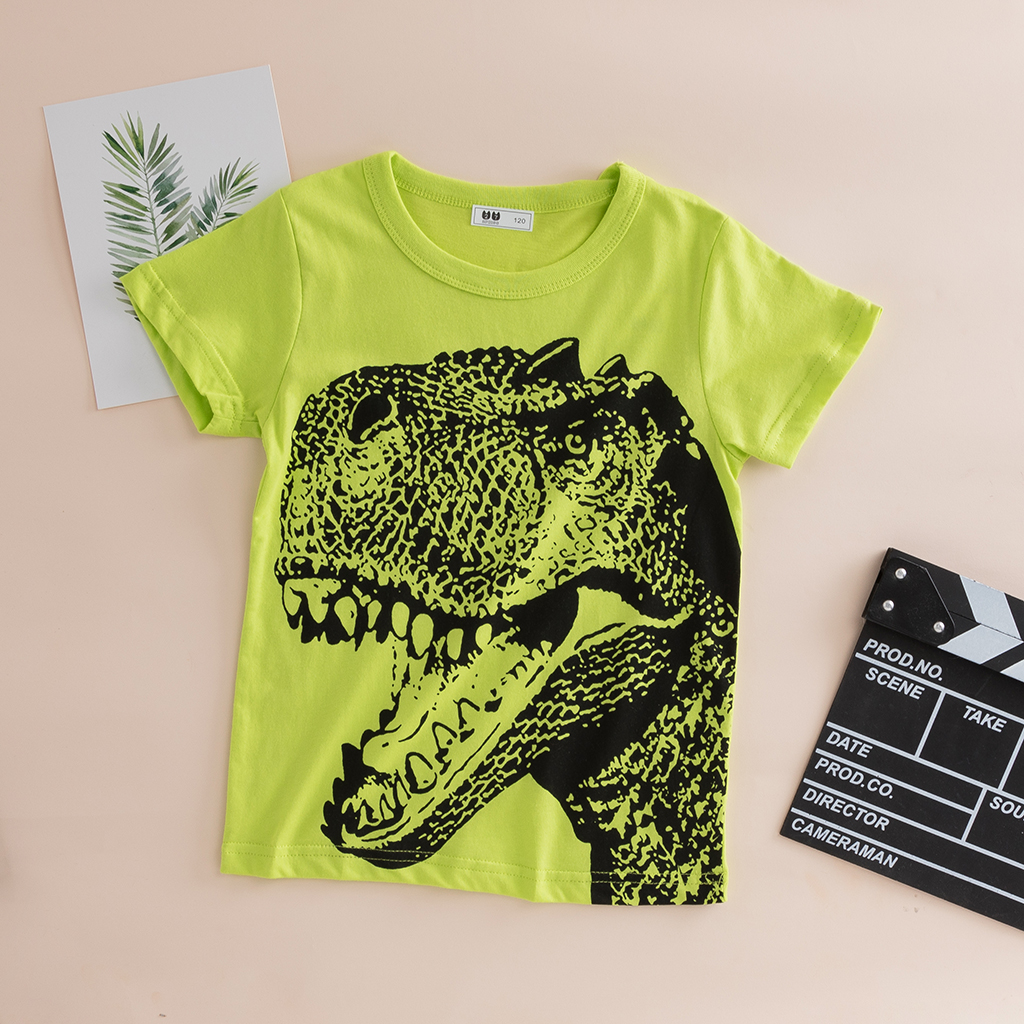 

Bright Dinosaur Print Short-sleeve Tee Top