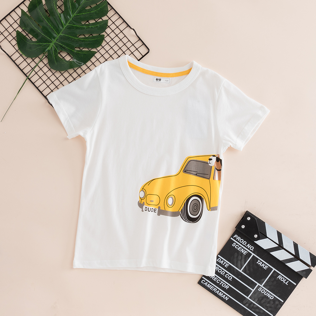 

Cool Car Printed Summer T-shirt in White