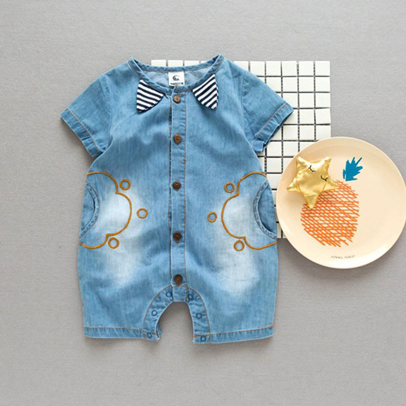 

Baby Solid Denim Style Short-sleeve Bodysuit