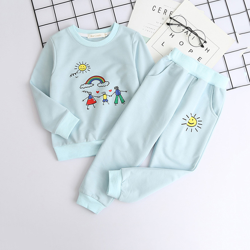 

Cute Cartoon Print Long-sleeve Top And Pants Set