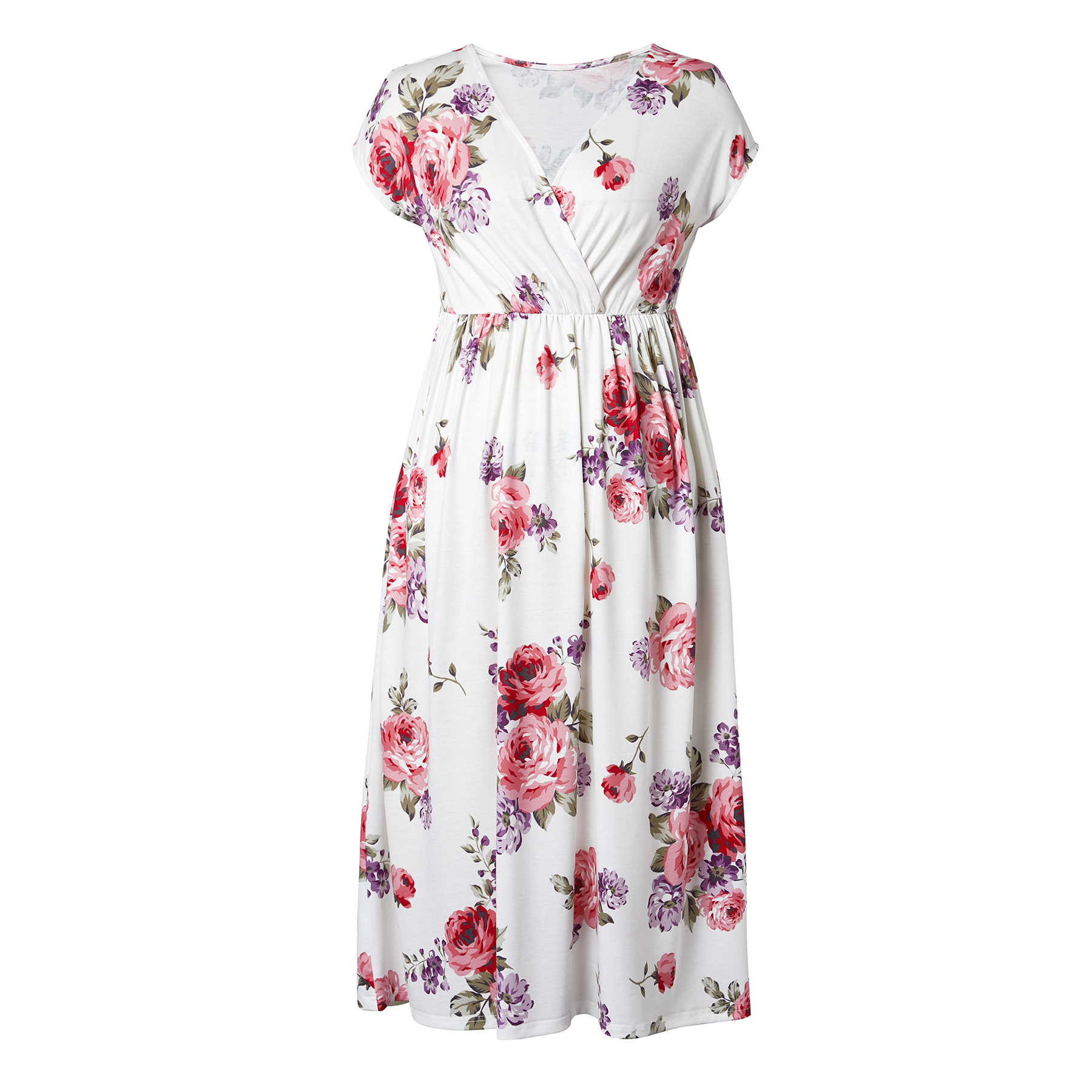 

Trendy Floral Print Short-sleeve Maternity Dress