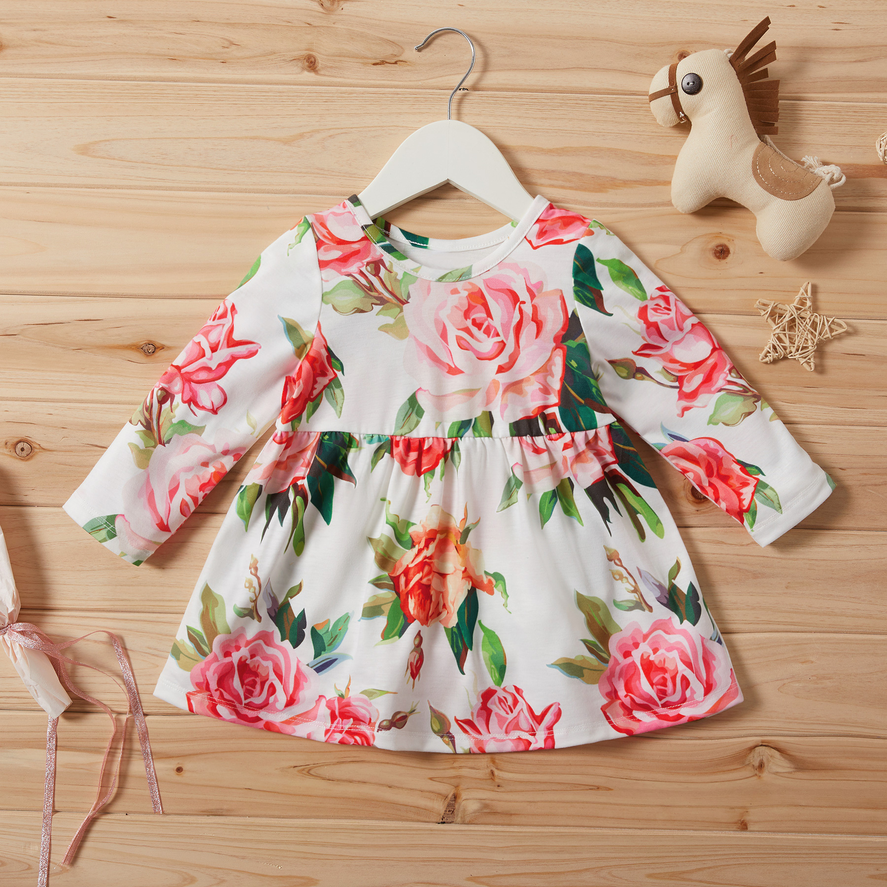 

Baby Girl Floral Allover Long-sleeve Dress