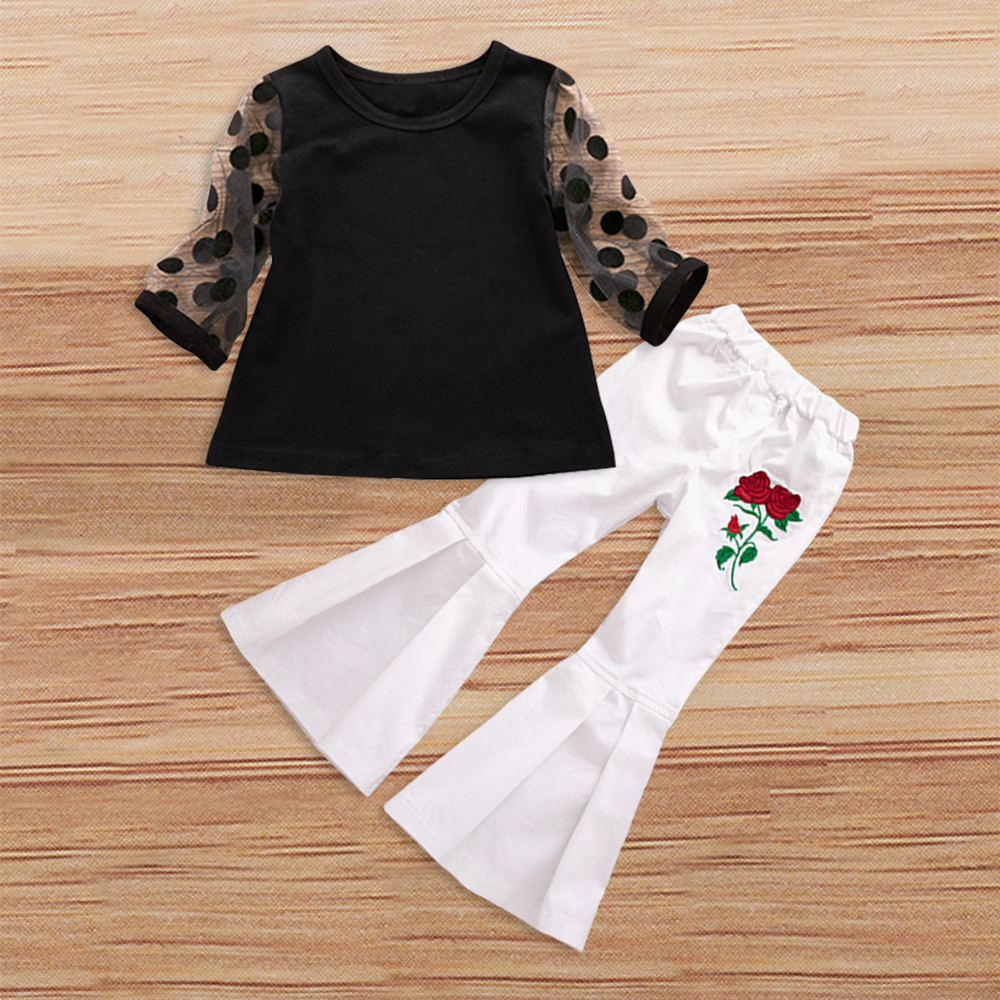 

Half-sleeve Top and Flare-sleeve Pants Set
