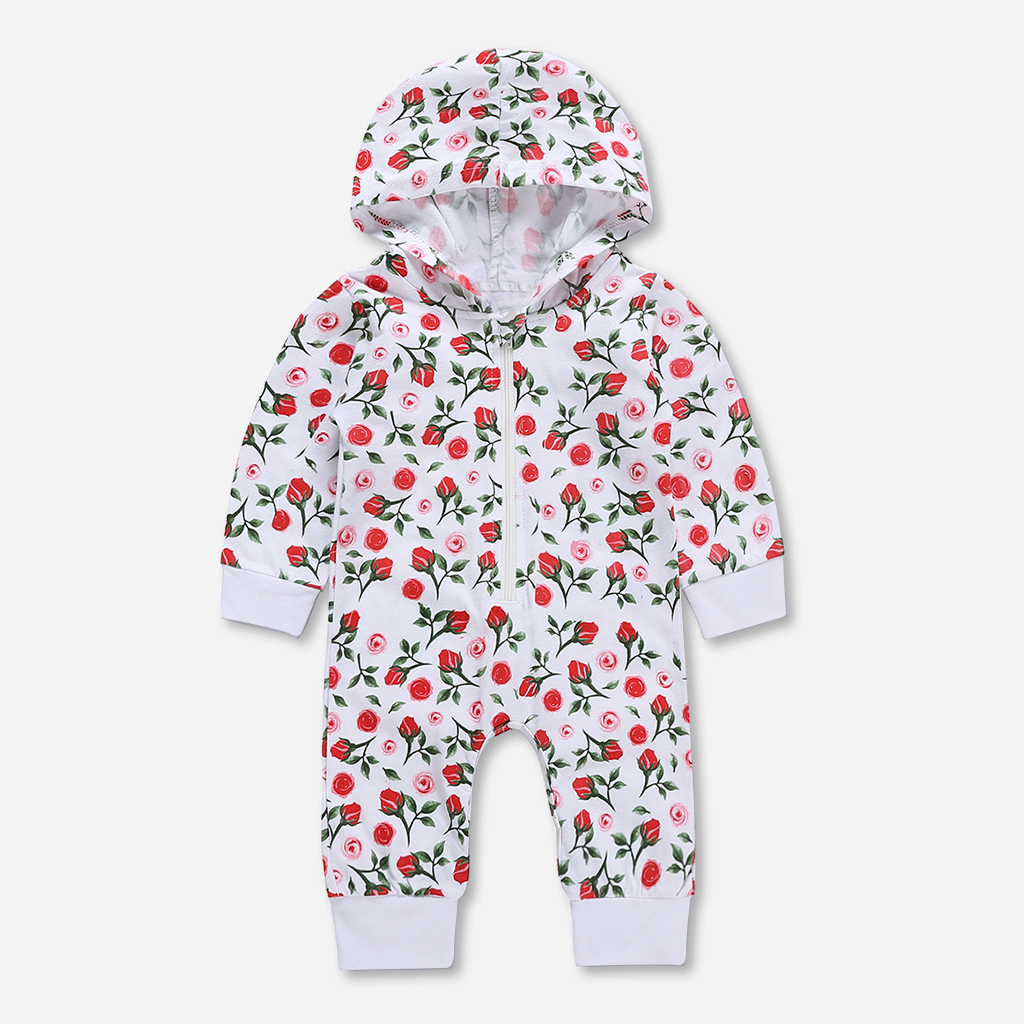 

Rose Printed Hooded Jumpsuit