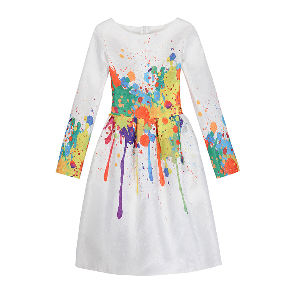 

Fashionable Doodle Design Long-sleeve Dress