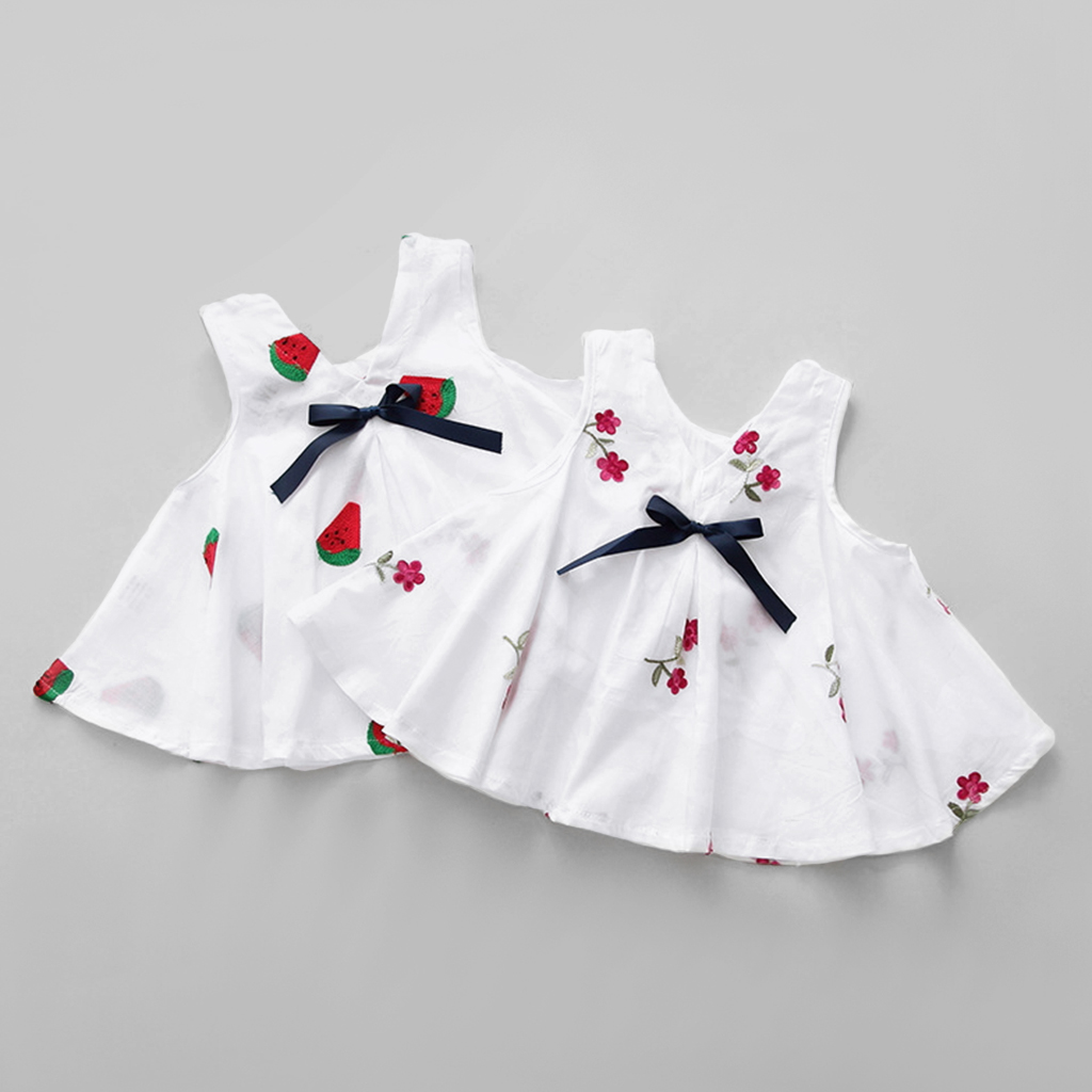 

V-Neck Floral/Watermelon Embroidered Dress