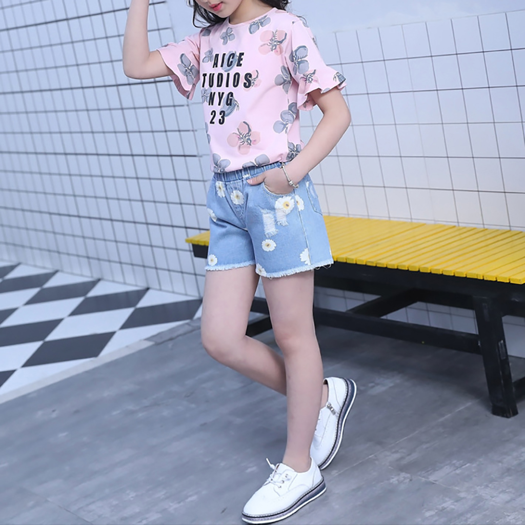

Floral Printed Tee and Shorts Set for Kid